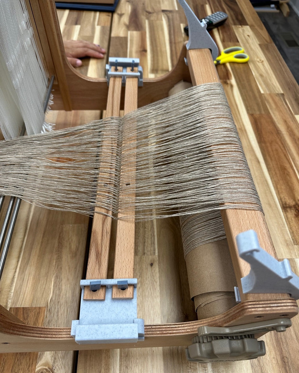 Helping Hands on Ashford Brooklyn Table loom.  Helpful Weaving Accessory