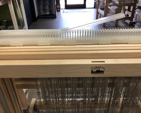 Close up of Raddle used on Schacht Table loom.  Helpful Weaving Accessory