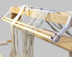 LoftyFiber Helpng Hands on a Schacht Standard weaving loom - Helpful Weaving Accessories
