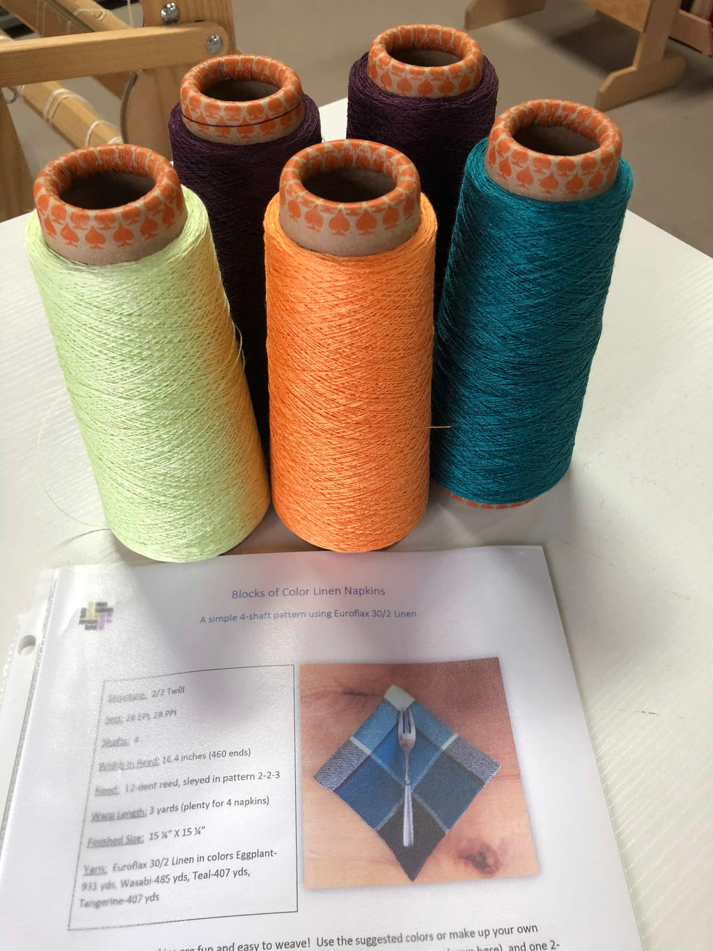 Blocks of Color Napkins - Euroflax Yarn Kit and Pattern